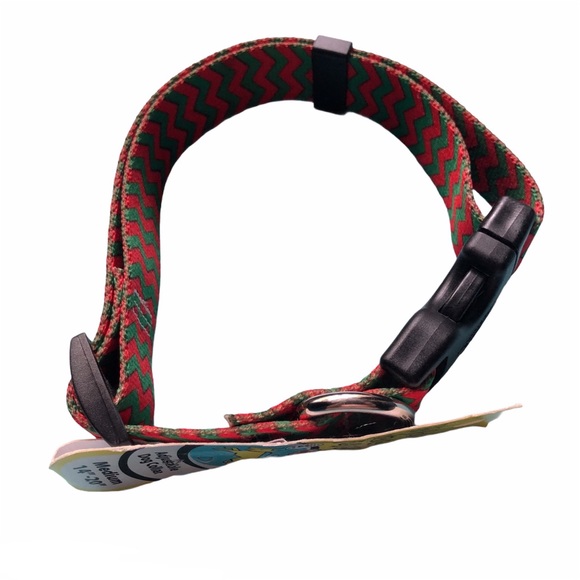 NEW Dog Collar M Christmas Chevron Stripe Red Green NWT HoliDOG - Picture 4 of 6